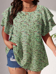 Polka Dot Layered Sleeve Blouse