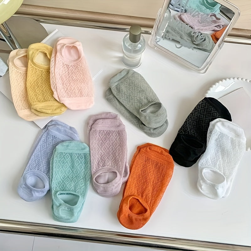 10 Pairs Soft Argyle Ankle Socks Women's Stockings