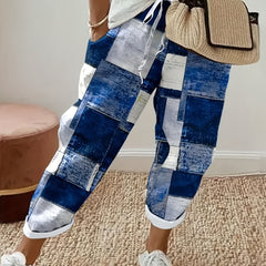 Women's Plus Plaid Print High Rise Straight Leg Pants