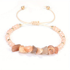 Colorful Crushed Stone Beads Braided Yoga Bracelet