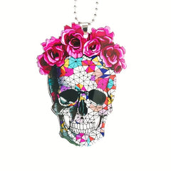 Stylish Flower Skull Car Pendant