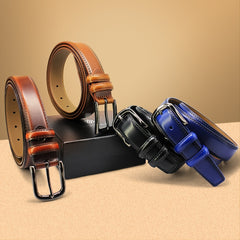 Men's Leather Dress Belt with Single Fork Buckle
