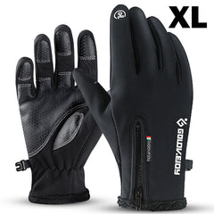 Men's Winter Warming Biker Gloves Windproof Touch Screen Zipper Ski Gloves