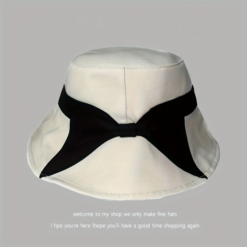 Beige Bucket Hat Wide Brim UV Protection Sun Hat
