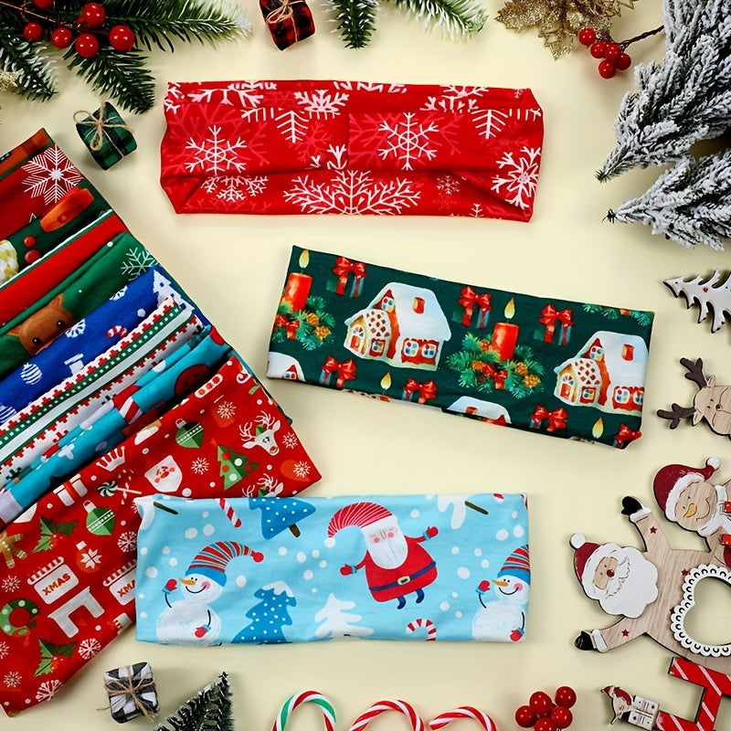 Christmas Plaid Headbands Wide Retro Elastic Turban Headwear Hair Accessories
