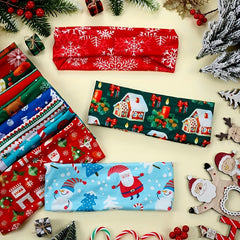 Christmas Plaid Headbands Wide Retro Elastic Turban Headwear Hair Accessories