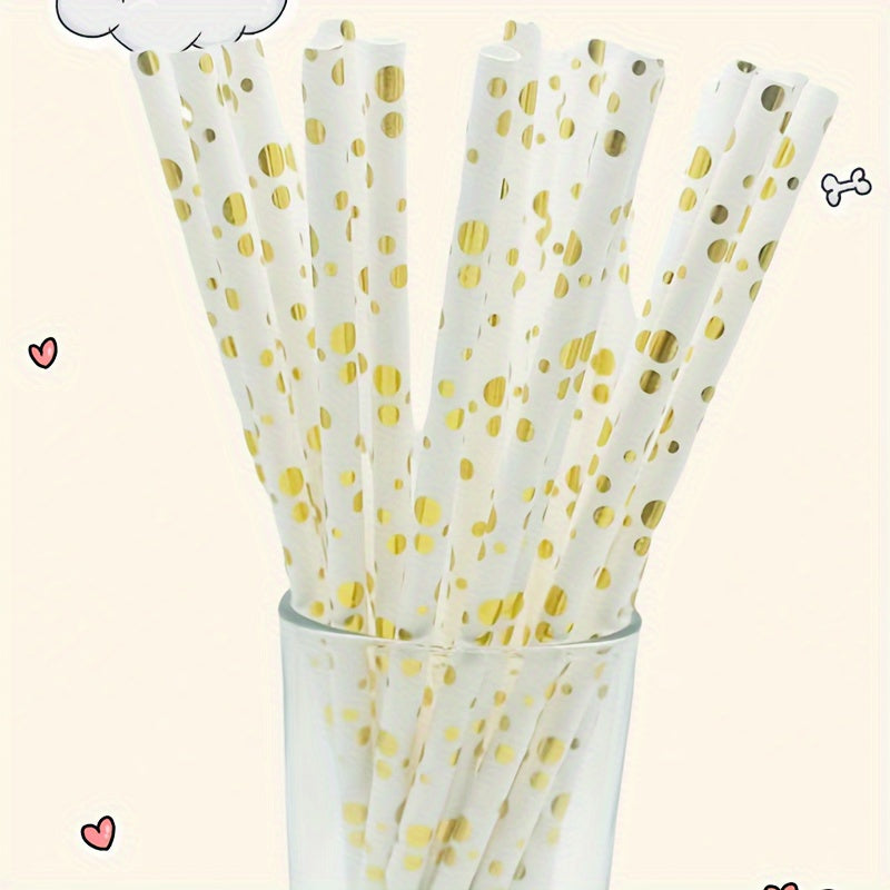 25pcs Random Party Straws Hot Stamped Paper Straws Decor