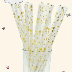 25pcs Random Party Straws Hot Stamped Paper Straws Decor
