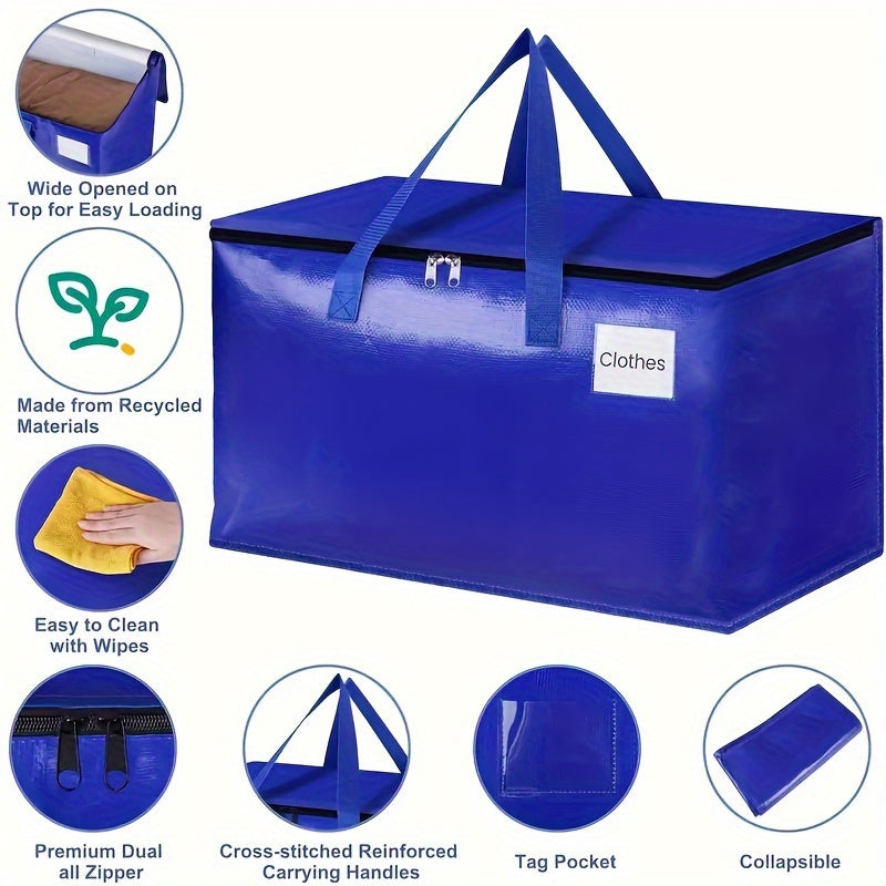 Large Capacity Collapsible Moving Bag Heavy Duty Strong Zippers & Handles