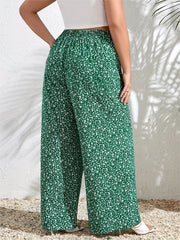  Ditsy Print High Rise Loose Wide Leg Pants