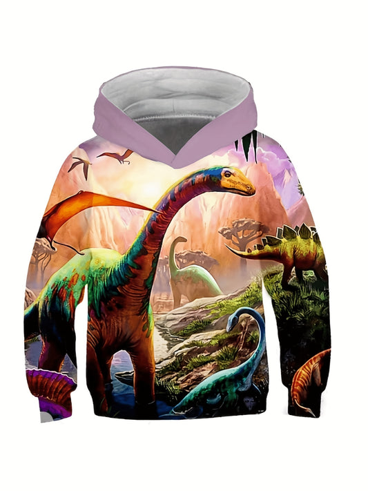 Kids Dinosaur 3D Print Hoodie Unisex Yellow Army Green Tops