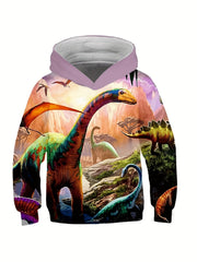 Kids Dinosaur 3D Print Hoodie Unisex Yellow Army Green Tops