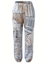 Y2K Sporty Plus Size Graffiti Print Stretch Baggy Pants
