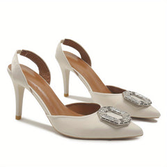 Women's Rhinestone Satin Sandals High Heels