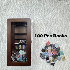 60pcs Tiny Wooden Books Set with Mini Bookshelf, Anxiety Relief Fidget Toy