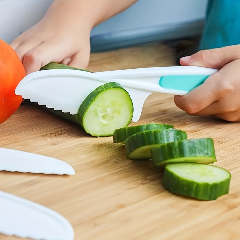 5pcs Colorful Kids Safe Cooking Set with Peeler Spatula Scrubb