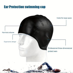 Silicone Swimming Cap with Ear Pockets for Long Hair