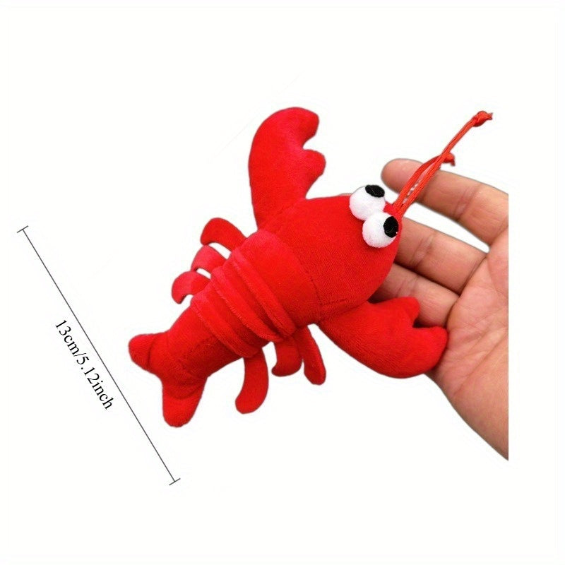 Red Plush Lobster Toy with Expressive Eyes Crab Prawn Pendant