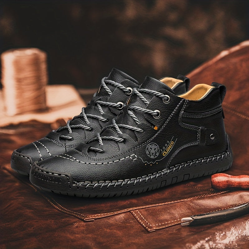 Men's High Top Stitched Boots Casual Walking Shoes