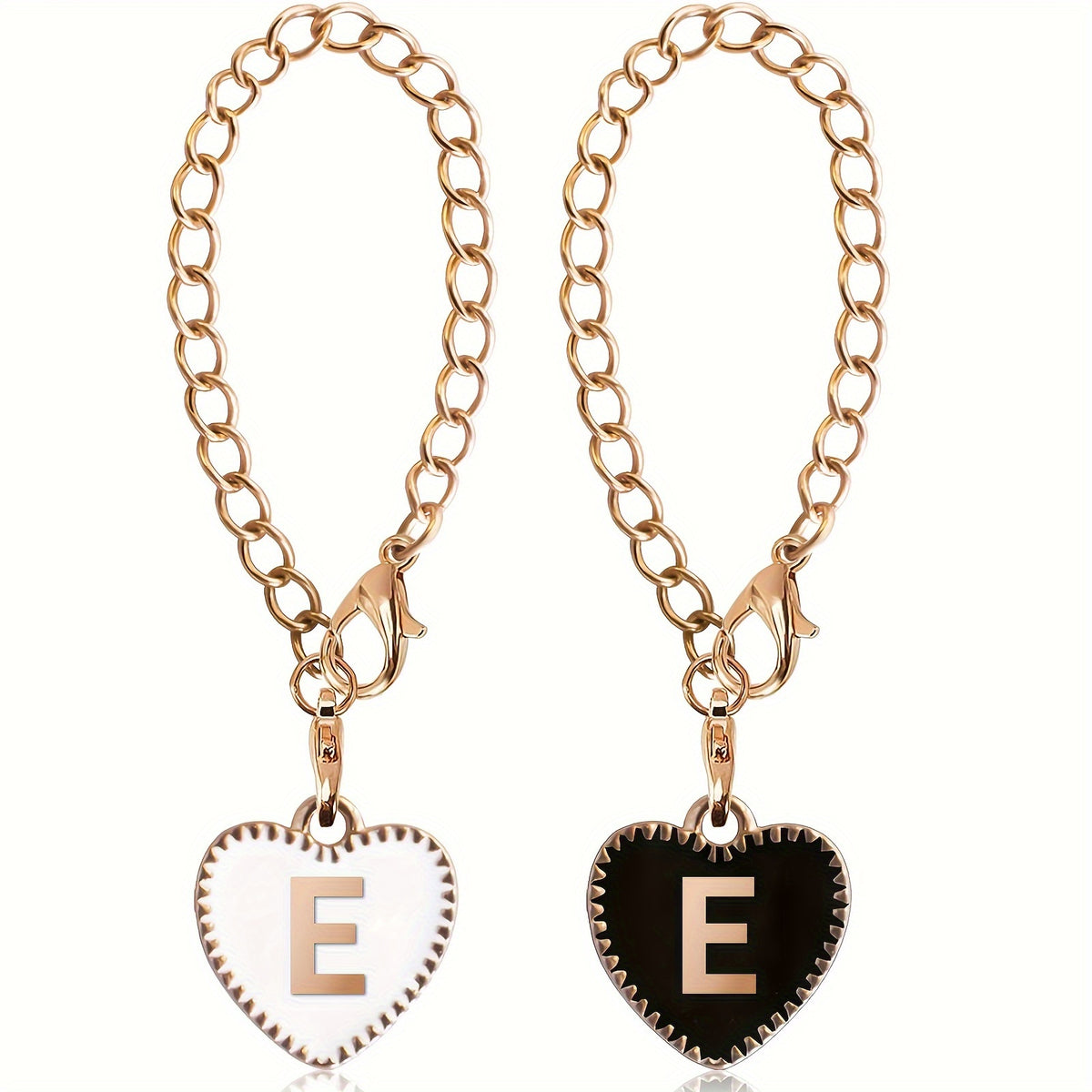 2pcs Initial Letter Cup Handle Charms Heart Shape Identification Pendants