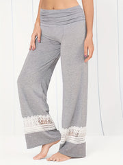  Colorblock Lace Wide Leg Pants