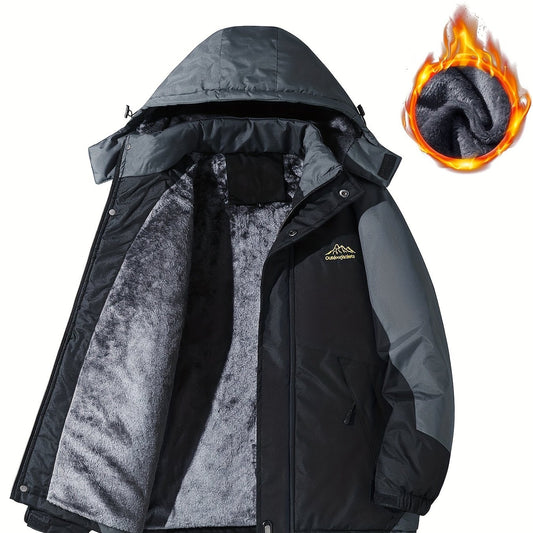 Men's Casual Hooded Sherpa Lined Windbreaker Coat