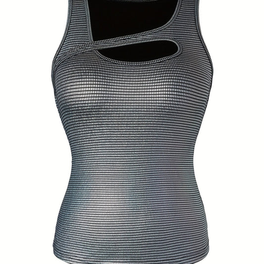 Asymmetrical Slim Top Casual Solid Sleeveless Top