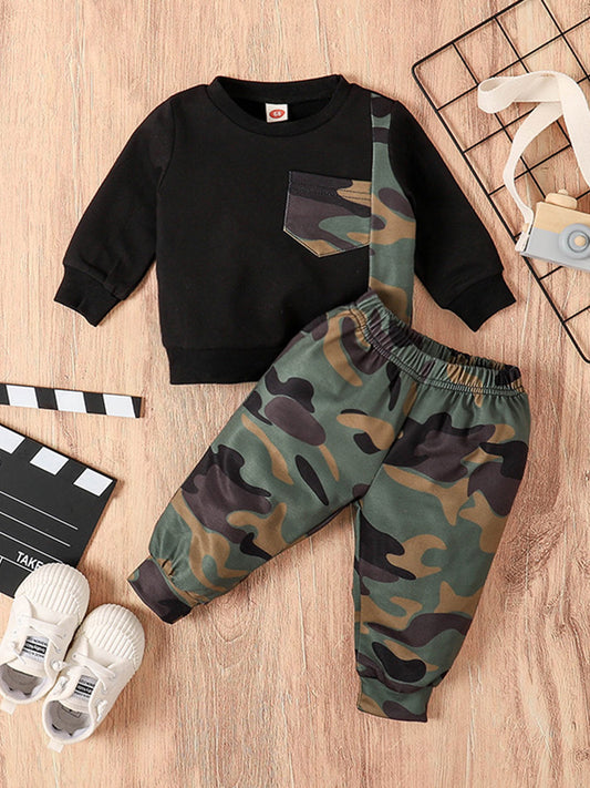Baby Boys Camo Outfit Sweatshirts & Pants Set