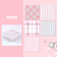 200pcs Plaid Sticky Notes Striped Book Style Non Sticky