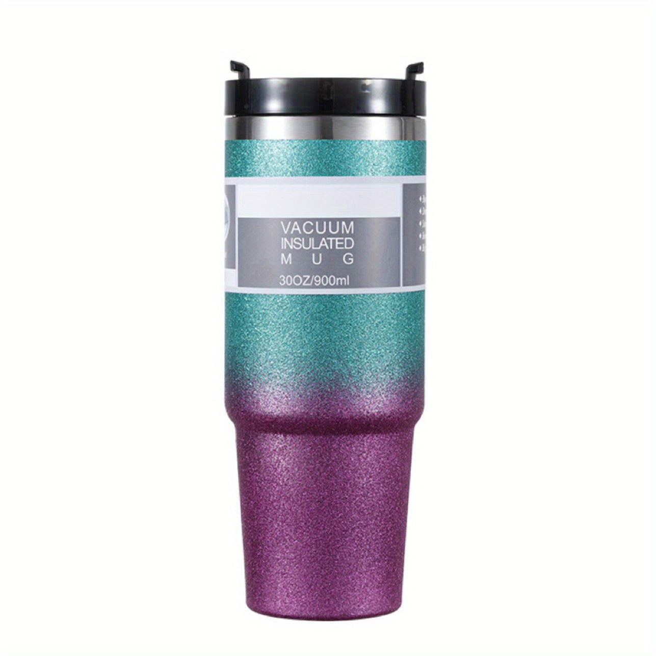 30oz Gradient Stainless Steel Thermal Cup Double Straw Personality Car Handy Cup
