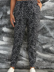  Dalmatian Print Elastic High Rise Jogger Trousers