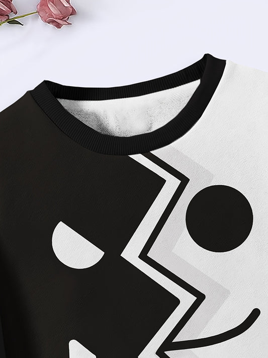 Splicing Face Pattern Crew Neck Sweatshirt for Girls Boys