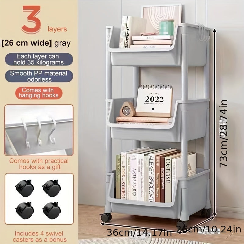 Adjustable Storage Trolley Space Saving Shelving For Kitchen Bathroom Office