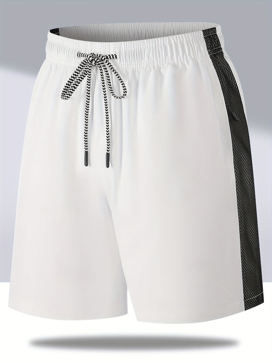 Men's Side Patchwork Loose Shorts Drawstring Sport Shorts for Gym Fitness