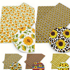 5pcs Sunflower Printed Fabric For Patchwork Sewing Quilting