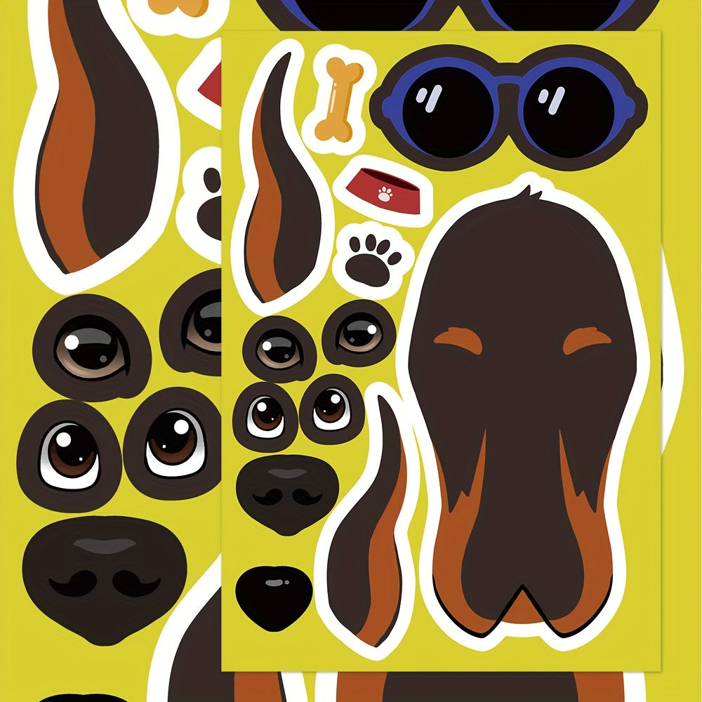 8pcs Cartoon Dog Puzzle Stickers PVC Decals Mixed Colors Self Adhesive