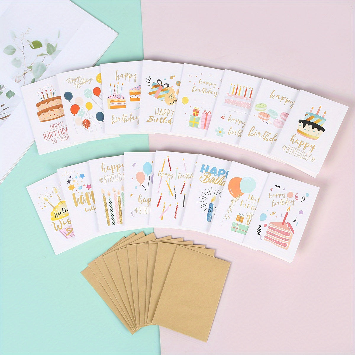 16pcs Birthday Party Cards With 16 Envelopes