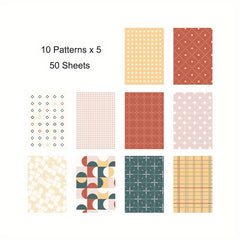 50 Sheets Pad Vintage Scrapbook Paper Journaling Supplies Kit
