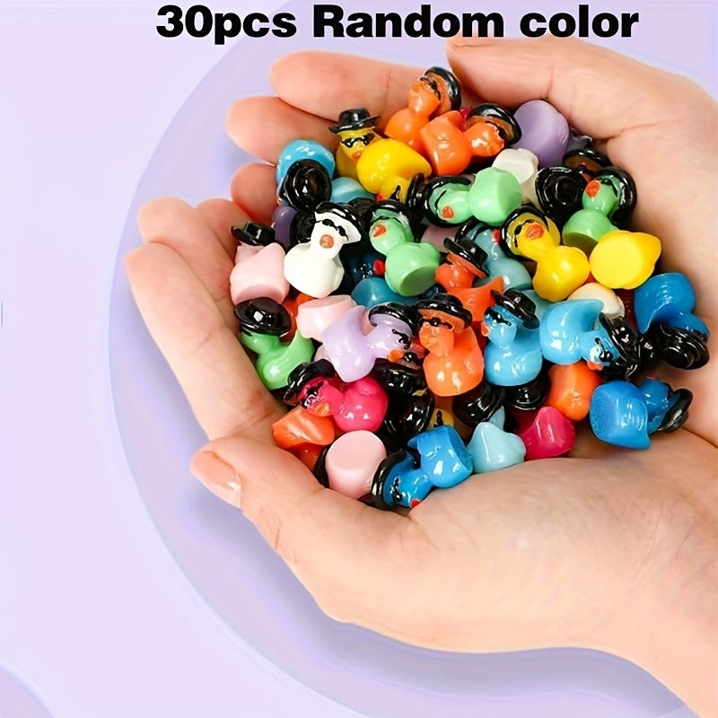 Mini Resin Cowboy Ducks with Glasses ABS Figures for DIY Decorations