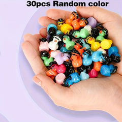 Mini Resin Cowboy Ducks with Glasses ABS Figures for DIY Decorations