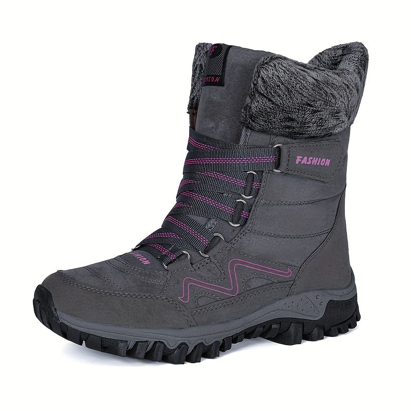 Women's Winter High Top Snow Boots Thickened Non slip Faux Leather Hiking Boots