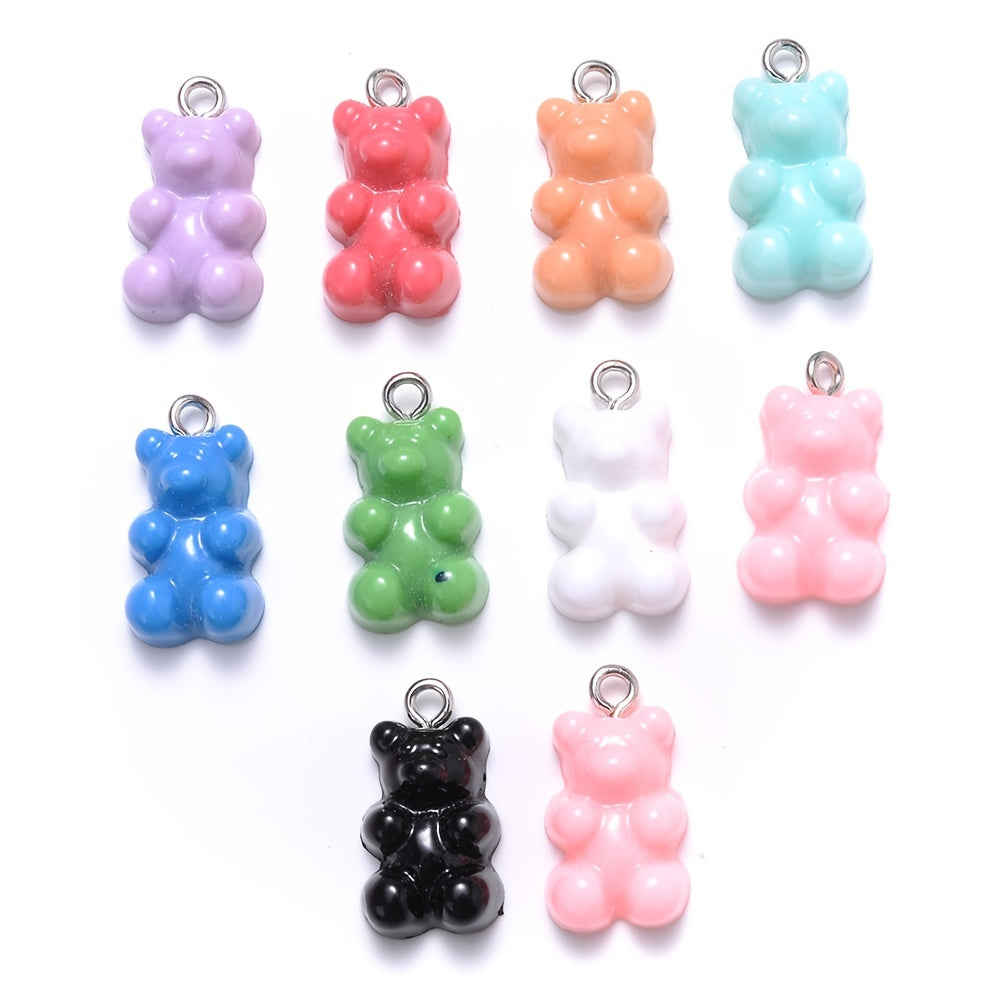 10pcs 10x20mm Bear Charms Acrylic Pendant Jewelry Making Supplies