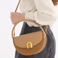 Retro Saddle Bag Women Crossbody & Shoulder Purse Khaki Dark Brown