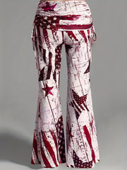 Independence Women's Plus Star & Stripe Ruched Flared Leg Pants