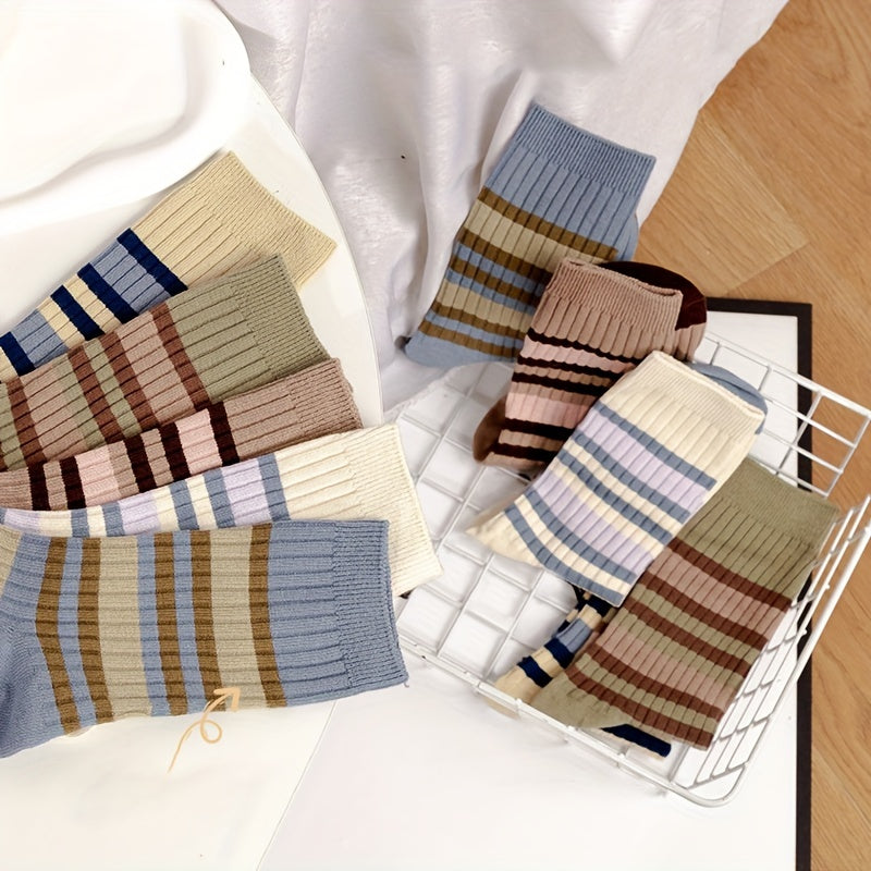 Classic Striped Crew Socks for All-Day Comfort