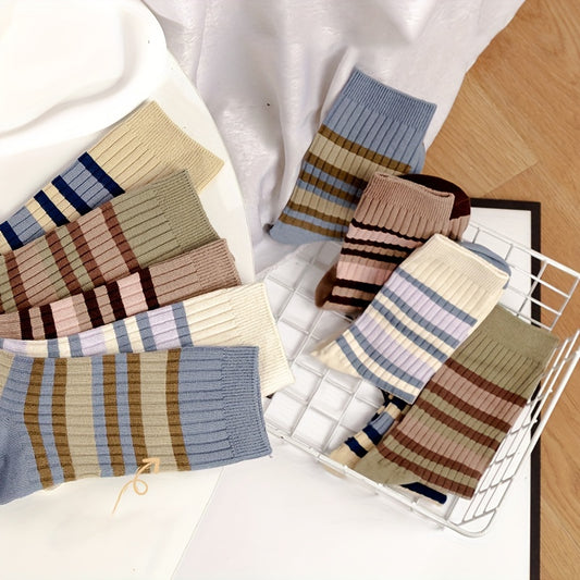 Classic Striped Crew Socks for All-Day Comfort