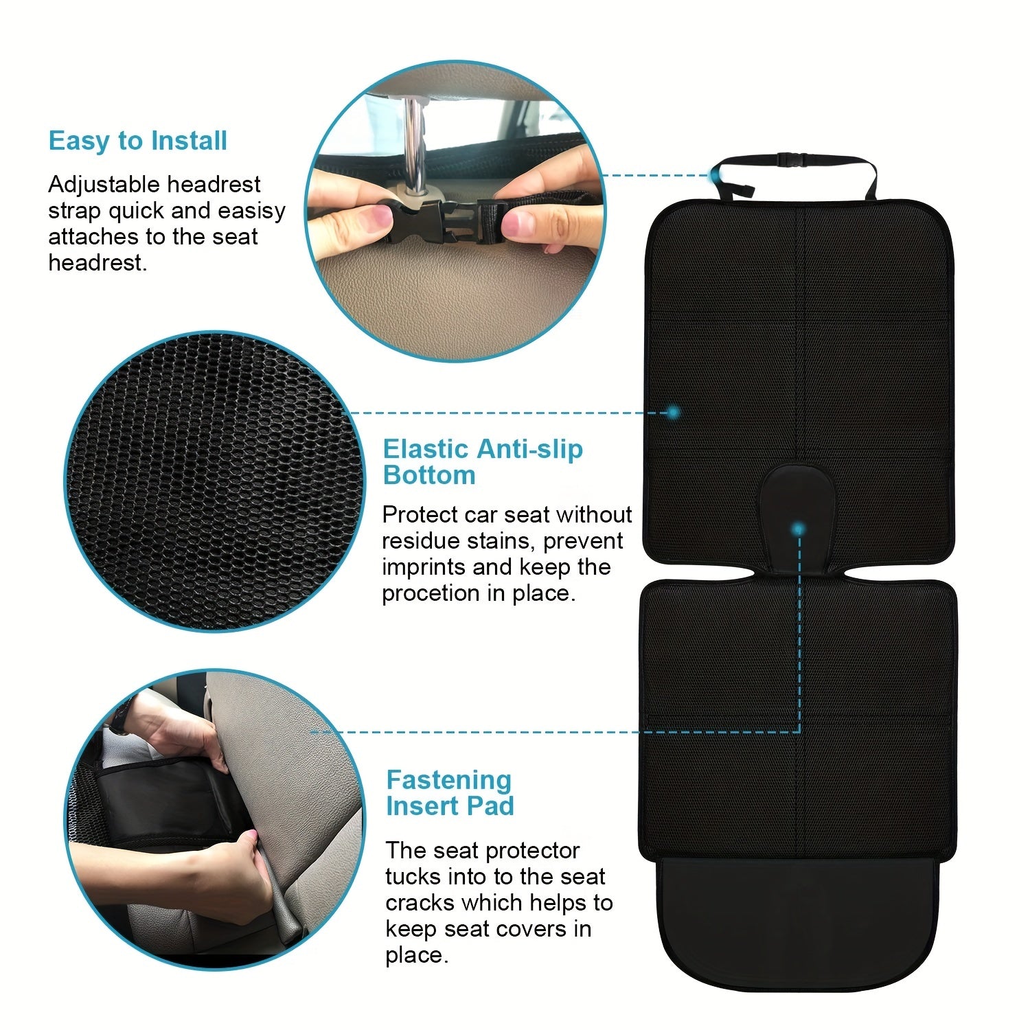 Waterproof Fabric Car Seat Protector Thick Padding for Baby and Pets