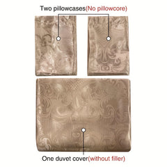 Soft Satin Jacquard Duvet Cover Set with 2 Pillowcases