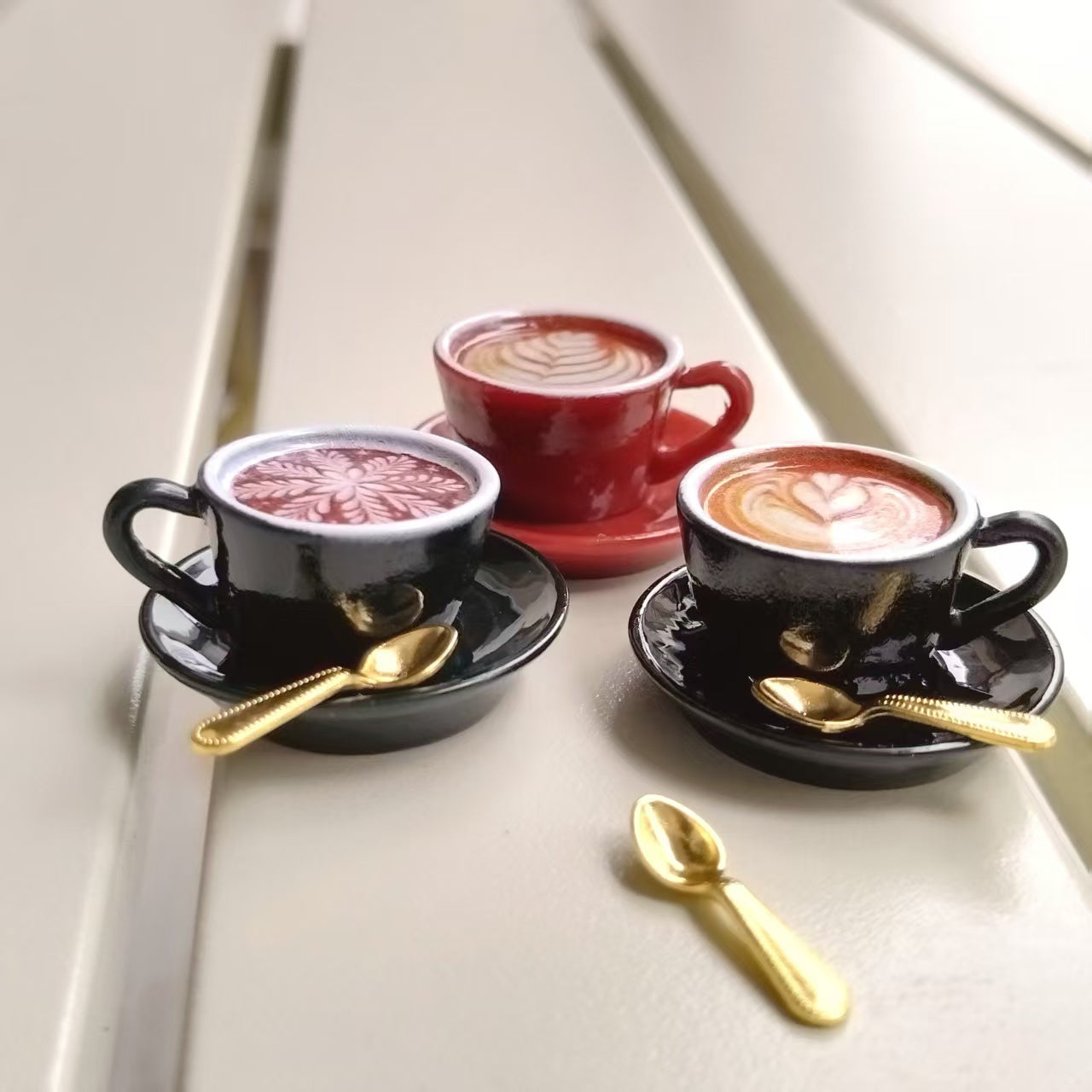 6pcs Double Coffee Cup Set, Plate & Spoon, Various Patterns
