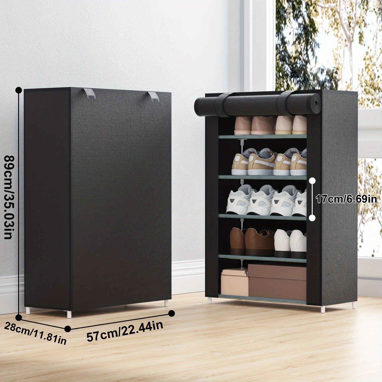 1pc Dustproof Shoes Storage Rack Standing Shoe Rack Large Capacity Shoe Shelf